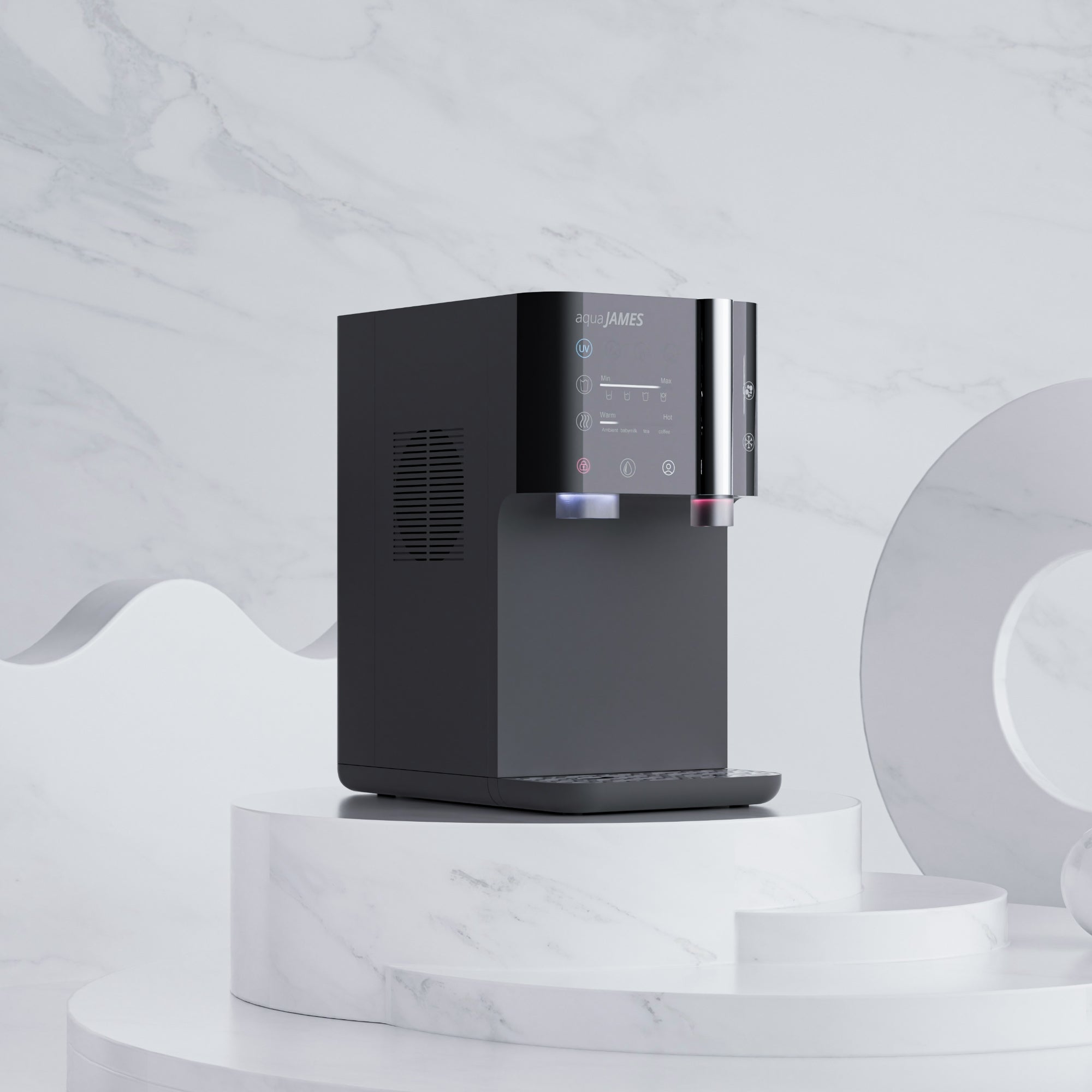 Wasserbar aquaJAMES "Juliet" Anthrazit/Schwarz Wasserfilter Wassersprudler Umkehrosmoseanlage
